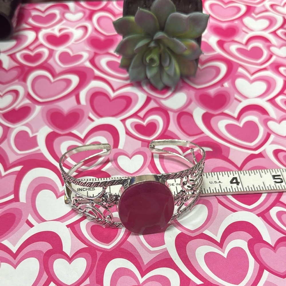 Hand Crafted Ruby Silver Cuff Bracelet - image 8